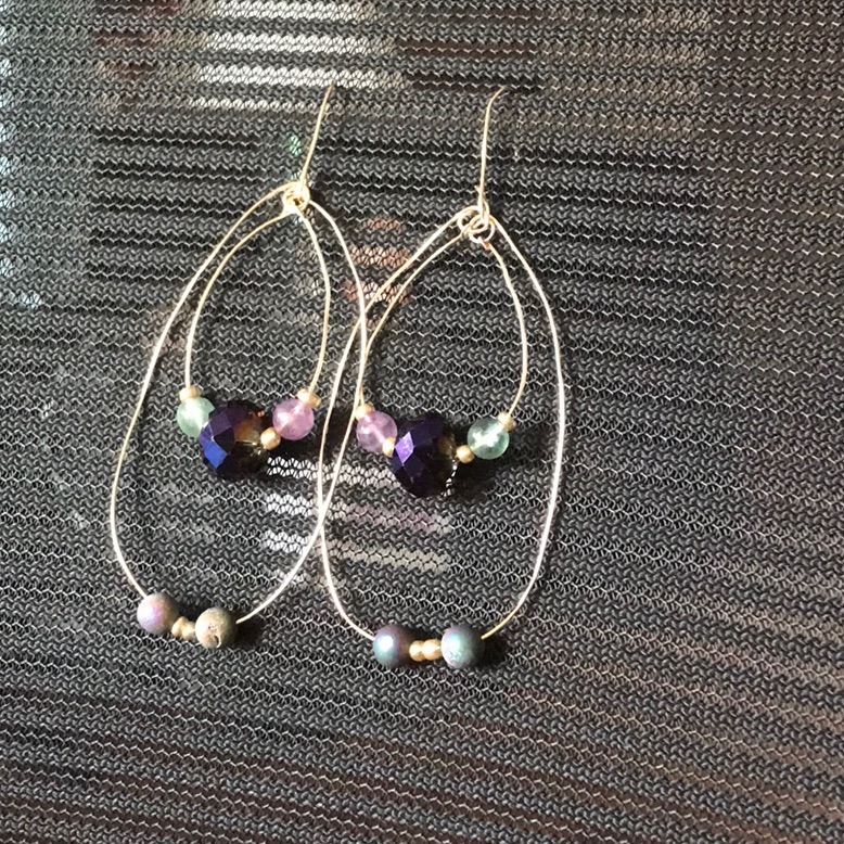 Fluorite And Quartz Gem Hoops